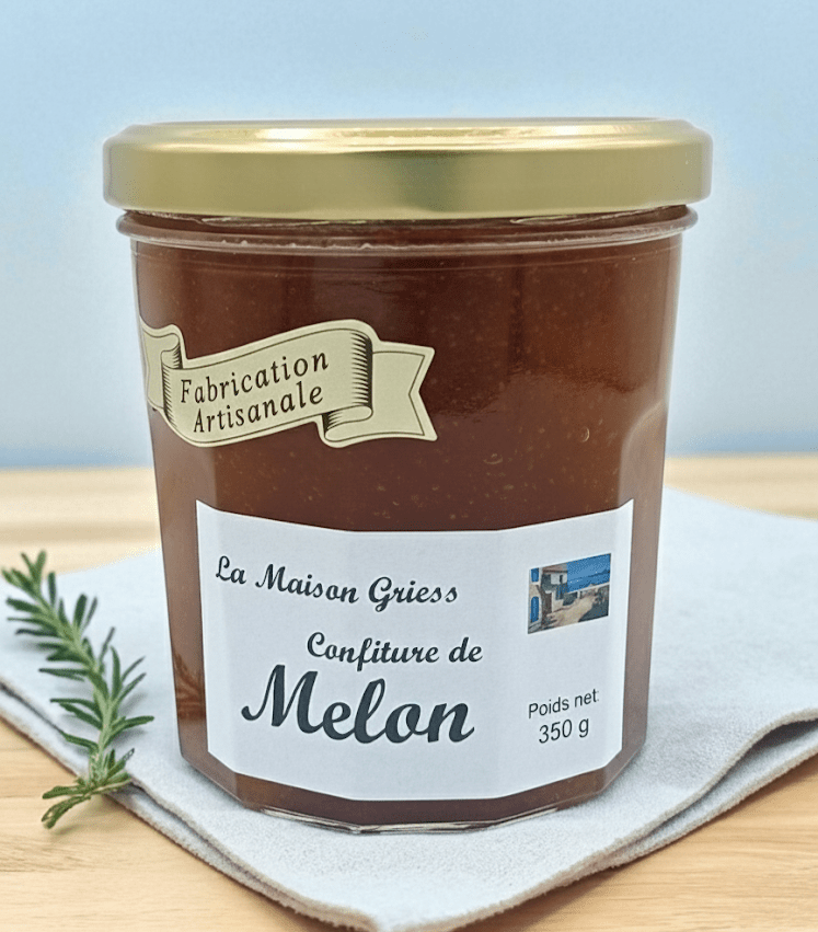 confiture de melon de provence sur une serviette avec brin de romarin