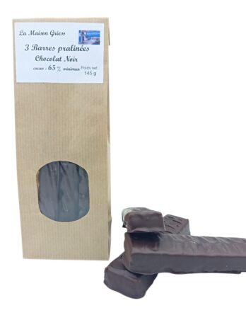 3 Barres pralinées chocolat noir 65 %