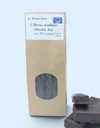 barre au praliné maison au chocolat noitr de la maison griess à cadolive