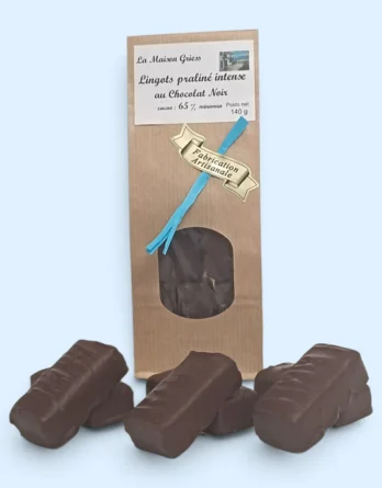 Lingots praliné au chocolat noir 65 %