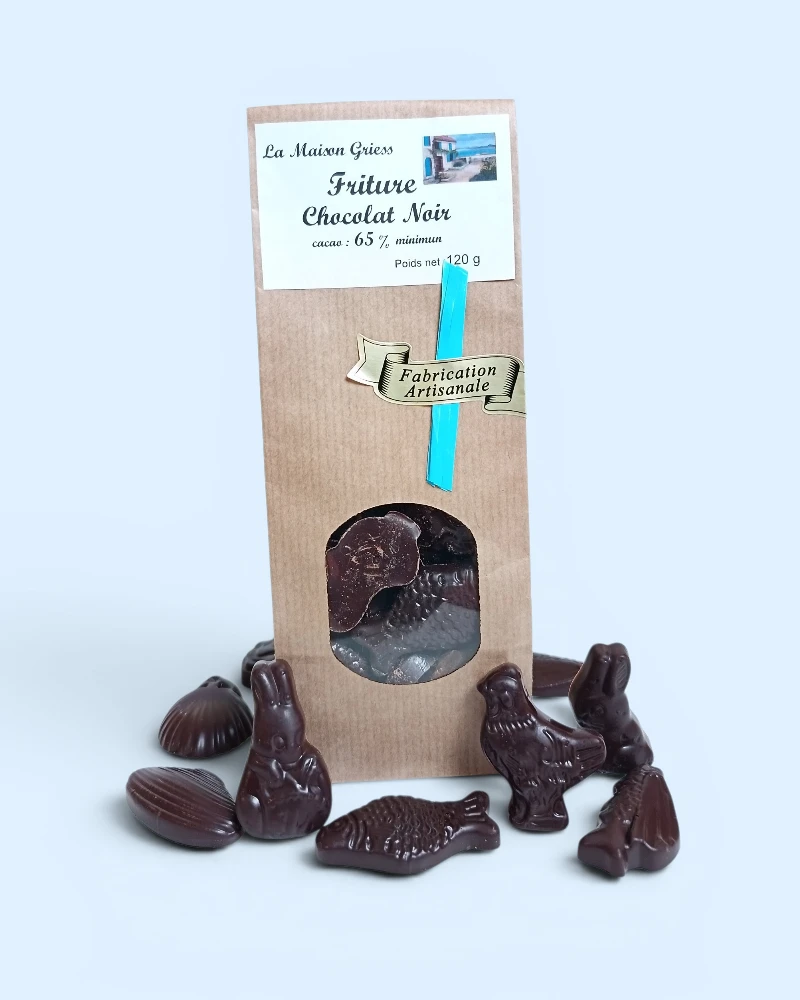 Friture de pâques en chocolat noir supérieur de la chocolaterie la maison griess à cadolive